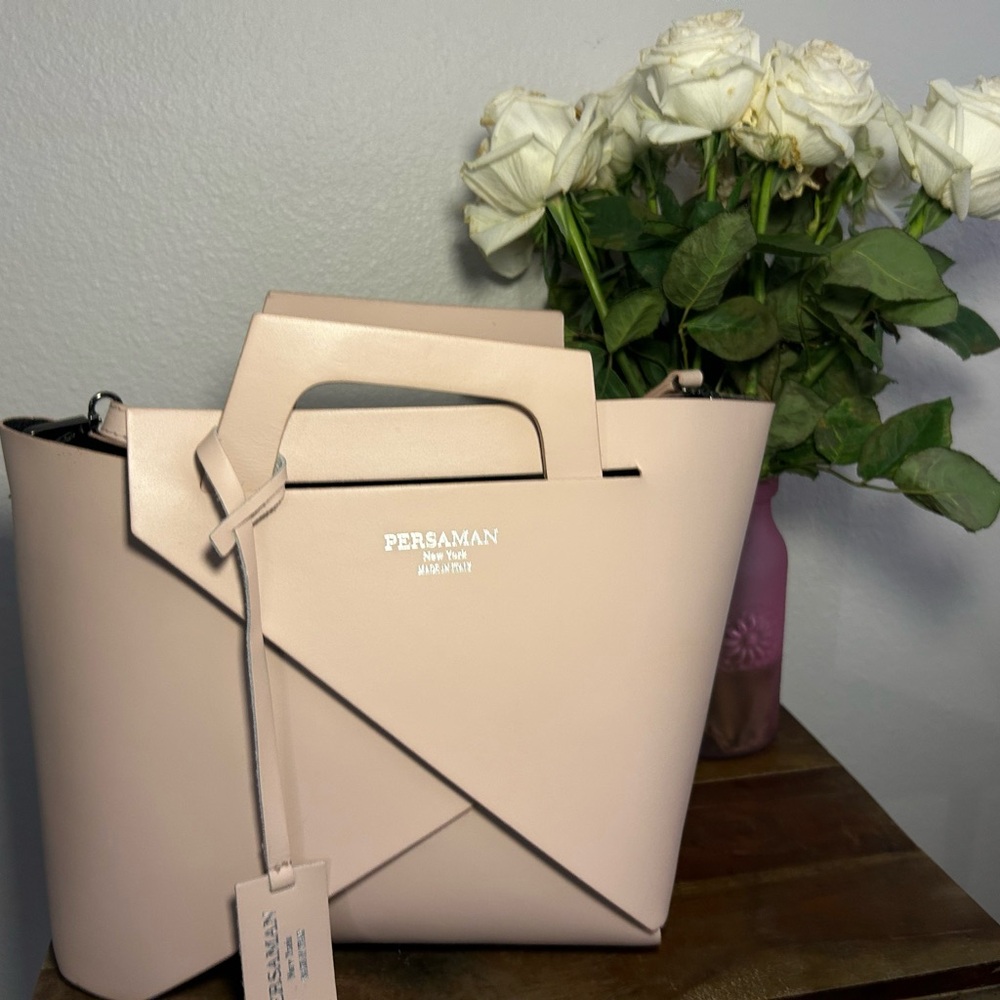 Pressmen New York Purse. Light Pink Tote with Shoulder Strap